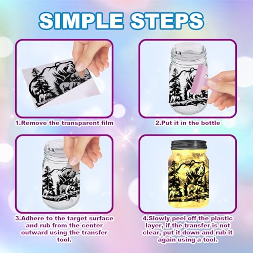 GLOBLELAND 18 Sheets Forest Animals Silhouette Transfer Stickers Decals Stickers Wolf Deer Bear Eagle Rub on Transfer for Mason Jars Furniture Vase Glass Decorations Art Crafts - style: Forest Animals