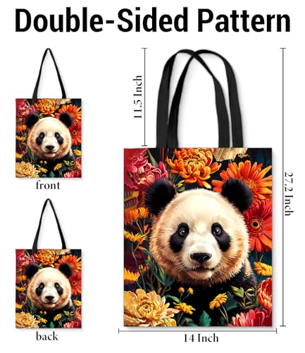 Vintage Botanical Animal Canvas Tote Bag for Women, Aesthetic Floral Animal Reusable Shoulder Bag for Shopping - color: 4