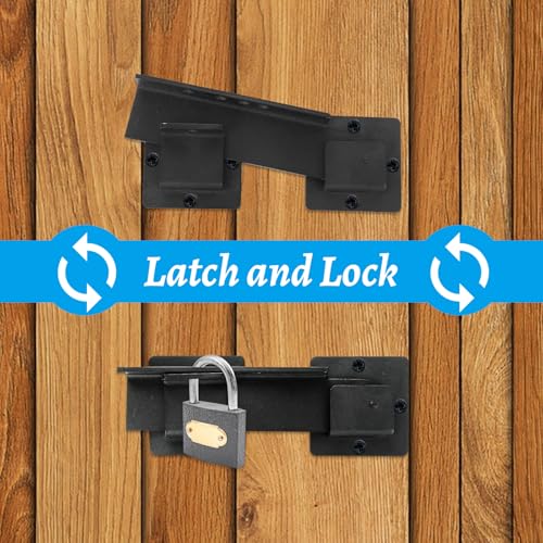 9 Inch Flip Gate Latch Lock with Padlock Hole, Heavy Duty Door Latch with 8 Screws and Hex Wrench for Barn Shed Yard Garage Outdoor Fence Lock