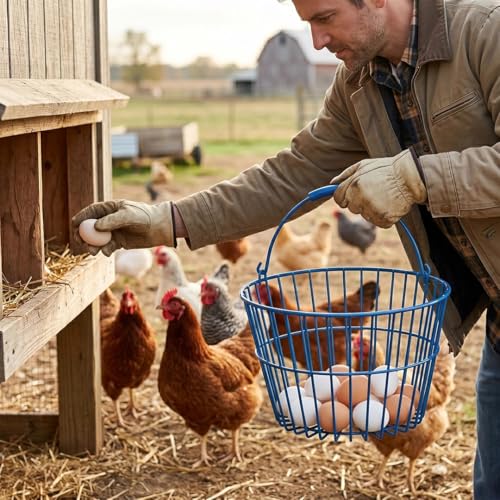 FarmTek Large Plastic-Coated Egg Basket – 15-Dozen Capacity | Gentle Protection for Fresh Eggs, Rust-Resistant Design, Professional Farm Collection Carrier