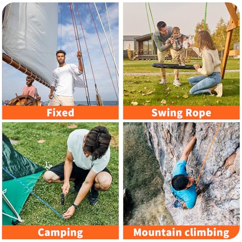 Arborist Rigging Rope - 1/2" x 150ft 48 Strand Braid Bull Rope (9,000 lbs MBS) for Tree Removal, Limb Lowering - Static Line Hoisting Utility Rope (Orange) - size: 1/2in*150ft