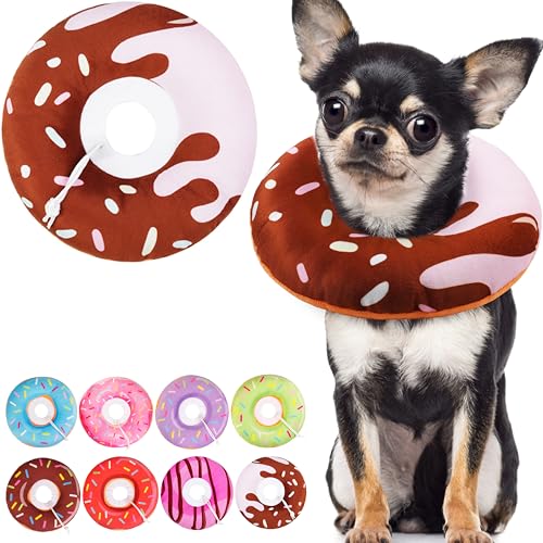 Cat Cone Collar Soft, Cute Cat Donut Collar After Surgery, Adjustable Kitten Recovery Cones to Stop Licking, Lightweight Neck Elizabethan Collars for Cats Kittens (Chocolate, Large) - color: Chocolate, size: Large