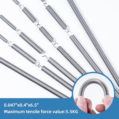 6pcs Extension Springs,0.047"x0.4"x6.5" 304 Stainless Steel | Extension Springs with hook ends 6.5inch - size: 0.047"x0.4"x6.5"