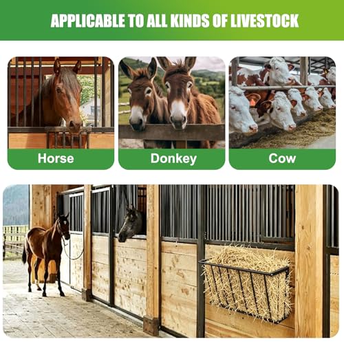 Hay Feeder Wall Mount Hay Rack, 26" Long Livestock with 16 Gallon Capacity, Carbon Steel Hay Feeder for Sheep, Goats, Horses, Indoor Outdoor Uses