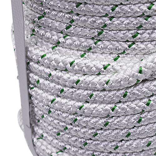 3/8 Inch x 100 Feet 4800Lbs Double Braid Polyester Rope Breaking Strength Strong Pulling Rope - color: White & Green, size: 3/8in x 100 ft