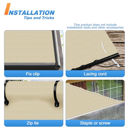 TANG Sun Shade Fabric Roll 8' x 25' Shade Cloth for Patio,Pergola Canopy Replacement Cover, Blockage UV Resistant Mesh Net Sail Sunshades Outdoor for Backyard Garden Plant Deck, Beige