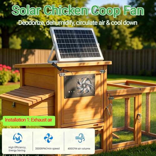 Chicken Feeder Port 6 Pack Pink, Solar Fan for Chicken Coop with Battery & Timer