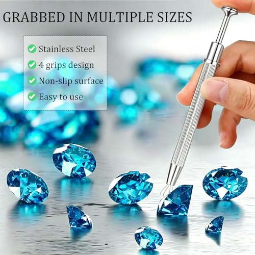 2Pcs Piercing Ball Grabber Tool for Changing Jewelry, Stianless Steel Flat Back Earring Applicator Internally Threaded Push Pin Piercing Grabber Tool - color: Silver-F