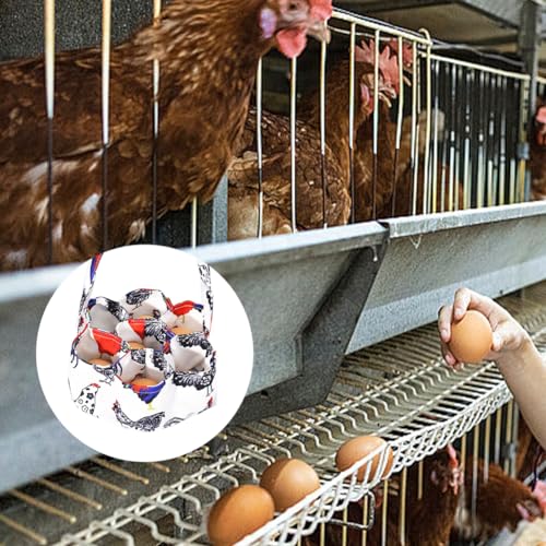 Egg Collecting Basket with 7 Pouches, Mini Egg Collecting Bags Gathering Bag for Fresh Eggs Transporting Storage, Farmhouse Eggs Gathering Basket for Chicken, Hen, Duck, Goose - color: White,7.87 x 2.76''