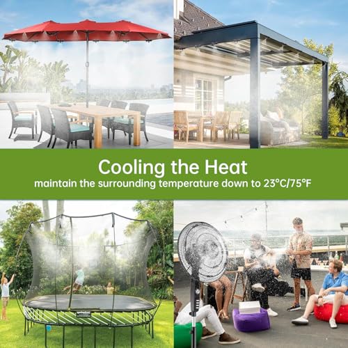 Funpynani 75FT Outdoor Misting Cooling System‌ - Patio Garden Kit with ‌Brass Nozzles & UV Tubing‌, DIY Install for ‌Pool, BBQ, Greenhouse‌, Water-Saving High Pressure Cooler - size: 75FT