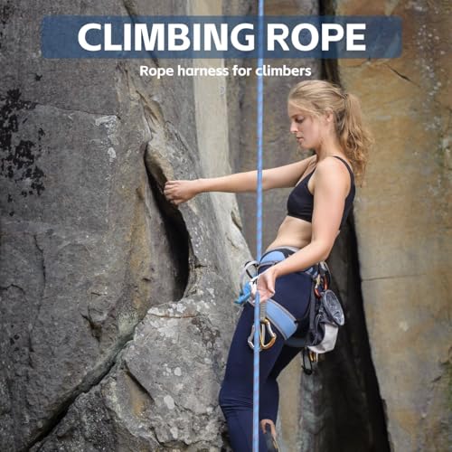 1/2in x 100ft Double Braided Arborist Rigging Rope, 48 Strands Polyester 8000LBS Heavy Duty Climbing Bull Rope for Tree Swing Rappelling Rescue Camping - size: 1/2in x 100ft, style: Blue