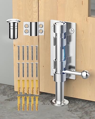 Heavy Duty Slide Bolt Gate Latch Hardware, 6.3 Inch, Silver | Solid 304 Stainless Steel Latches Electroplating Finish, Barrel Bolt Lock for Wooden Fence, Interior, Yard/Barn/Shed Door - color: Silver - 1 Pack