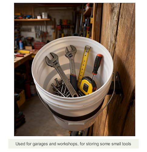 5-Gallon Bucket Holder, Wall-Mounted Istallation,Applicable to Courtyards, Warehouses, and Horse Farms (Excluding Buckets) (Black 1 PCS)