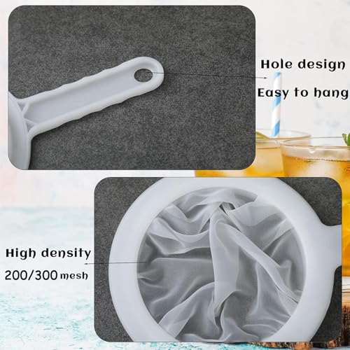 2 Piece Fine Nylon Mesh Strainer Kitchen Food Yogurt Mesh Sieve Plastic Mesh Colander with Handle Mini Brine Shrimp Separation Net for Filtering Juice Milk Soy Coffee Honey Wine Yogurt (200/300 Mesh) - size: 200/300 Mesh