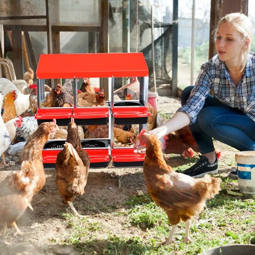 Chicken Nesting Boxes with Cleanable Pull-Out Trays - 6 Hole Metal Rollaway Nest Box for Laying Hens, Wall Mount or Placed Design for Easy Egg Collection & Cleaning - size: 6 holes