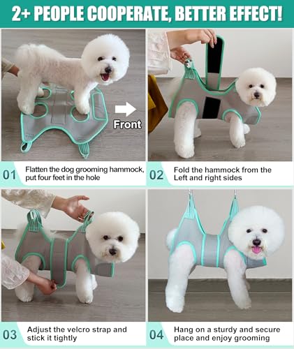 Kkiimatt Dog Grooming Hammock Harness, Small Dog Groming Sling, Gray Dog Hanging Harness for Nail Trimming,Dog Nail Clipping Hanger Restraint Holder - size: XXS (8 LB Max) Silver Grey 4-9in