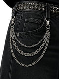 Layered Wallet Chain, Pants Chain for Men and Women | Layered wallet and pants chains for men and women to style jeans with punk, Y2K, biker, and streetwear looks. - color: Industrial Silver - Heavy Triple