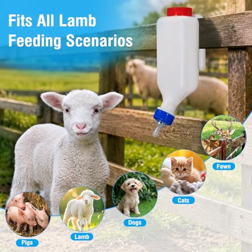 800ml Lamb Feeding Bottle Thickened Goat Feeder Hang Upside Down for Lamb | Convenient Hanging Design，Clear Scale Markings，High-quality silicone pacifiers—gentle, bite-resistant, and long-lasting