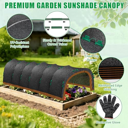 KJX 118"x79" Garden Shade Kit, 70% Garden Sun Shade Cloth with Hoops | Garden Shade Kit for Plants Heat Protection, Raised Garden Bed Shade Cover Plant Sun Shade for Outdoor Plants Vegetables - size: 118"x79" Shade Cloth-1 Pack