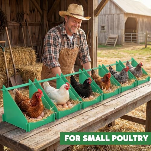 Novabright 6 Pack Chicken Nesting Boxes for Laying Eggs Big Laying Nest Box for Hens Ducks and Poultry, Green