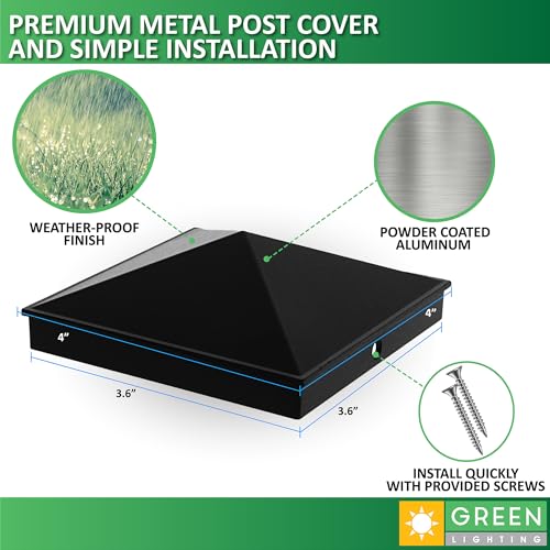 GreenLighting 4x4 Aluminum Pyramid Post Cap Cover (Black 8 Pack) Fits 4x4 Nominal Wood (True 3.5 x 3.5) Powder Coated Matte Outdoor Post Caps Cover, Fence Wood Post, Decking, Waterproof - color: Black 4x4, size: 8 Pack