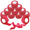 12 Pack Self Adhesive Wrap Bandage - Vet Wrap for Pets, Stretch Self-Adherent Cohesive Tape Breathable Athletic Tape Rolls (1 Inches x 5 Yards Each, Red) - color: Red