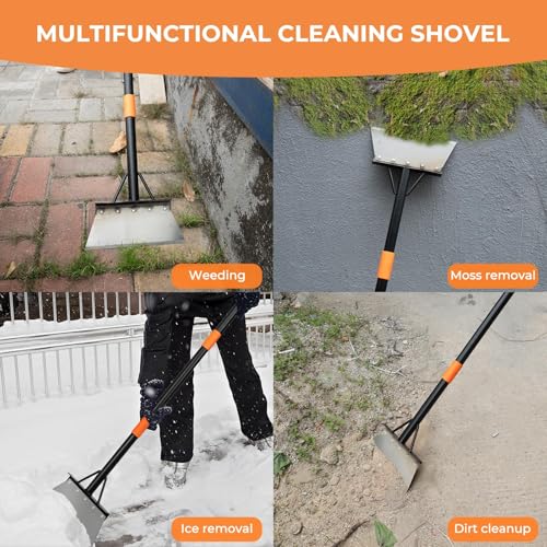 Garden Flat Shovel,Heavy Duty Weeding Tools Gardening,60" Long Handle Metal Floor Scraper,Multifunctional Cleaning Shovel for Lawn Edging, Scraping, Weed, Ice and Snow Removal