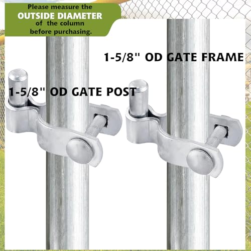 1-5/8" Chain Link Fence Frame Gate Post Male Hinge, Pack of 4, Galvanized Steel Gate Hinge for Fence Posts, Bolts & Nuts Included - size: 1-5/8" Male