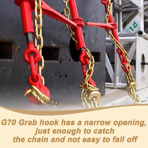 AAIN G80 Transport Chain, 3/8Inch*20 Ft Binder Chain with G70 Grabs 2 Pack | Heavy Duty Trailer Logging Binder Chain | 7,100 lbs WLL | for Transporting Towing Truck Tie Down Binding Equipment - size: 3/8 Inch - 20 FT, style: 2 Pack