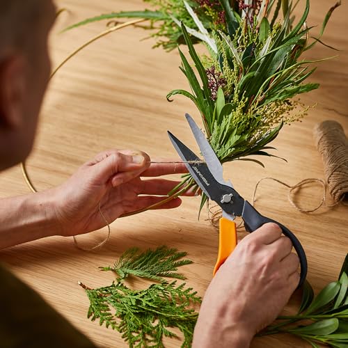 Fiskars 9" 7-in-1 Heavy-Duty Garden Scissors Multi-Tool with Sheath | Take-Apart Shears with Power Notch, Wire & Twine Cutter, Pointed Awl Tip, Bottle Opener, Sheath with Tape Cutter & Sharpener - style: Scissors