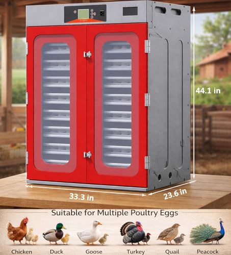 1000 Egg Commercial Cabinet Incubator with Auto Egg Turning, Precise Temperature & Humidity Control, Large Poultry Incubator for Chicken, Duck, Goose & Quail Eggs, Ideal for Large Farms