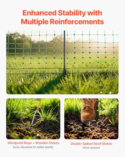 VEVOR Electric Fence Netting, 50" H x 164' L, Livestock Net Fencing with Posts & Stakes, Portable Mesh Nets for Goats, Sheep, Deer, Hogs, Dogs, Electric Fencing for Backyards, Gardens, Farms, Ranches - size: 50in x 164ft, style: Livestock