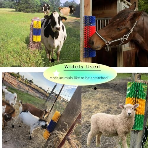 Livestock Scratching Brush Goat Donkey Cow Horse Cattle Itch Scratcher Post | Itch Relief, Livestock Grooming and Massage, Goat Scratching Post, Horse Brush, Cow brush - color: Yellow
