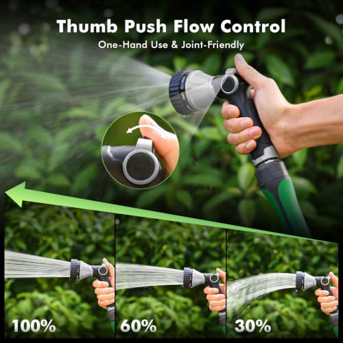 RESTMO Water Hose Nozzle Heavy Duty, Garden Hose Sprayer Thumb Control | Premium Zinc Alloy Metal, 8 Spray Patterns, Flow Adjustable, for Outdoor Plants & Lawns Watering, Cars & Pets Washing, Silver - color: Silver