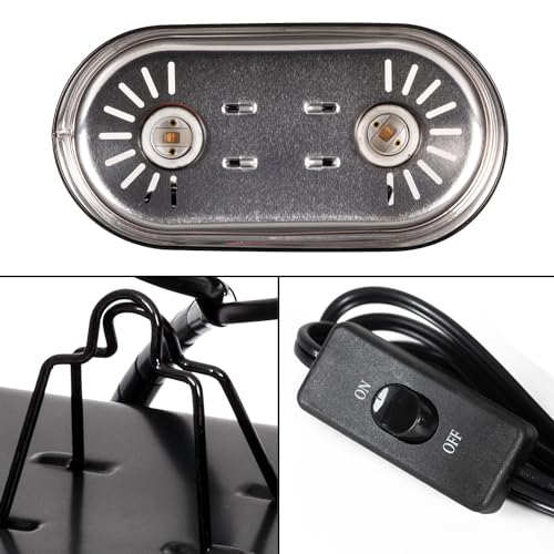 REPTI ZOO Reptile Heat Lamp Combo Pack with Dual Reptile Light Fixture, 100W Intense Basking Spot Light UVA Daylight Heating Lamp & 26W Energy Saving UVA UVB Bulb Spiral Compact Bulb 10.0 - style: Desert UVB & HEAT Dual Dome Lighting Kit