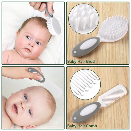 Baby Healthcare and Grooming Kit for Newborn Kids, 24PCS Upgraded Safety Baby Care Kit, Newborn Nursery Health Care Set, Baby Care Product (Grey White) - style: GREY WHITE-24
