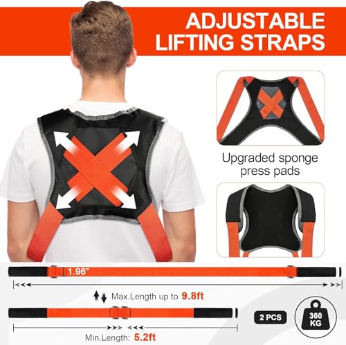 Moving Straps,Adjustable Shoulder Furniture Moving Lifting Strap Easily and Safely for 2 Movers Moving Furniture, Appliances, Mattresses,Heavy Duty up to 800 lbs | Easily and Safely for 2 Movers Moving Heavy Furniture, Appliances, Mattresses,Heavy Duty up