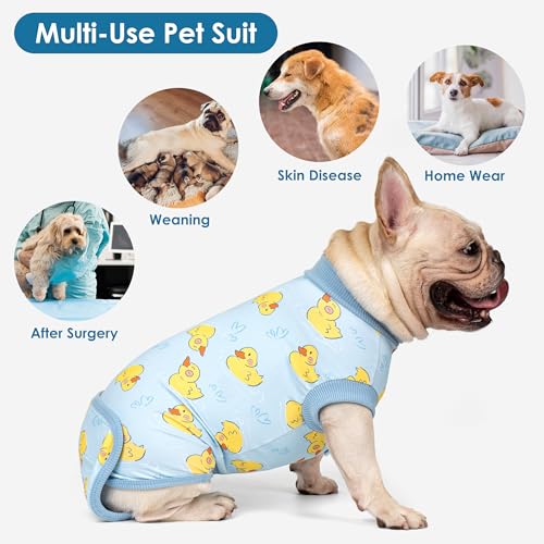 cyeollo Recovery Suit for Dogs Surgery Surgical Dog Onesie, Yellow Duck, S | Spay & Neuter Body Suit, Prevents Licking Dog Surgical Suit, E-Collar Cone Alternative, Protects Wounds, Easy Potty Access - color: 1# Yellow Duck, size: Small (Back: 12"-15")