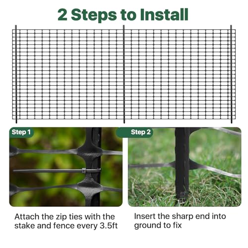 Temporary Fence Plastic Fence with Posts,40" x100' Safety Barrier for Dogs Snow Mesh Fencing with Steel Stake 4Ft Movable Portable Fencing Fence Roll 40In High for Garden Backyard Outdoor-Black - color: Black