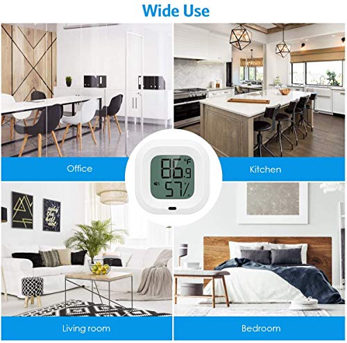 Bluetooth Thermometer Hygrometer, Smart Humidity Temperature Sensor | App alerts & data storage. Monitor for greenhouse, humidor, guitar case, incubator, and camera storage. - color: White
