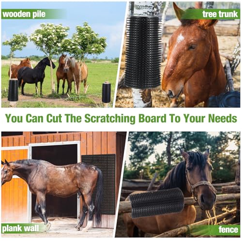Teenyyou 4 Pack Horse Scratching Post Pads Livestock Scratching Brush 14.17" X11.8" Cow Goat Horse Scratcher Soft Itch Relief Pad for Fence Stall Post Barn Stable and Farm Animals Grooming