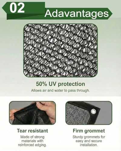 vensovo 50% Black Shade Cloth, 10 x 20 ft HDPE Sunblock Mesh | Medium shade for plants, patios and greenhouses, helping reduce direct sunlight while maintaining ventilation - color: 50% Shade, size: 10′x20′