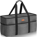 LHZK Stand Up Extra Large Utility Tote Bag with Lid, Utility Tote Bag with Metal Wire Frame and the Sides Rinforced, Reusable Grocery Bags Foldable, Beach Bag, Car Tote (Gray) - color: Gray, size: 22.5''x10.3''x12''-1 Pack