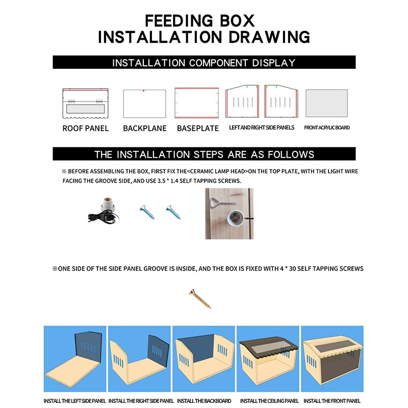 Wooden Chicken Brooder Box Kit with Heating Lamp, Thermometer, Food & Water Feeders, 15.7x11.8x11.8 Inch, Complete Small Pet Nursery Set with Ventilation, Digital Temperature Control
