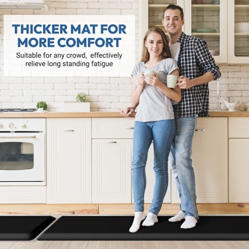 4/5 Inch Thick Kitchen Mat - Cushioned Anti Fatigue Mats for Kitchen Floor - Easy to Clean, Waterproof, Non-Slip Kitchen Rug for Sink, Office, Kitchen (22''x36'' Black) | Easy to Clean, Water Resistant, Non-Slip Thicker Rug, Standing Desk Mat for Sink, Of