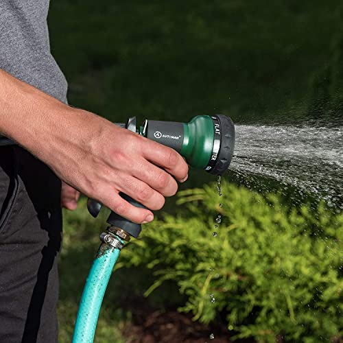 AUTOMAN Garden Hose Nozzle 2PK, ABS Water Spray Nozzle with 7 Adjustable Patterns, Slip Resistant for Watering Plants, Lawn, Garden, Washing Cars, Cleaning, Showering Pets & Outdoor Fun - color: Dark Green