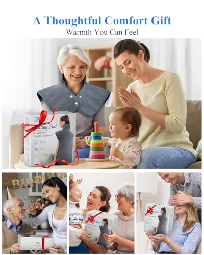 Heating Pad for Neck Shoulders and Back, 2.7lb Weighted Electric Heat Pad 6 Heat Levels 4 Auto Timers, 22"x37" Large Heated Pad for Full Body Relax, ETL Certified, Birthday Gifts for Women Men Mom Dad