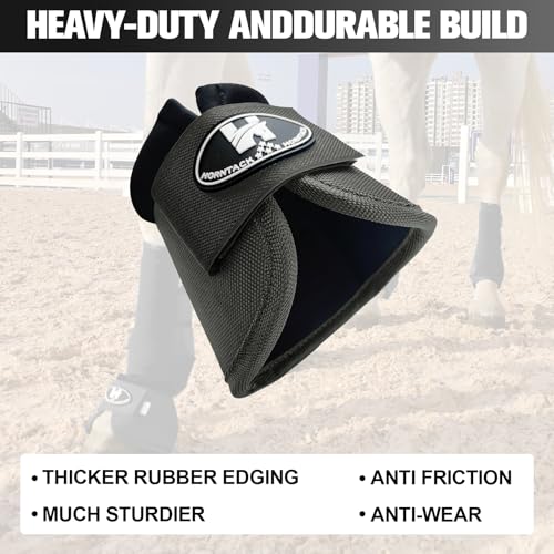 Horse Bell Boots for Outdoor Sports(Charcoal Grey, M) | Comfortable fit, prevents sprains, convenient hook and loop design, durable outdoor protection - color: Charcoal Grey, size: M