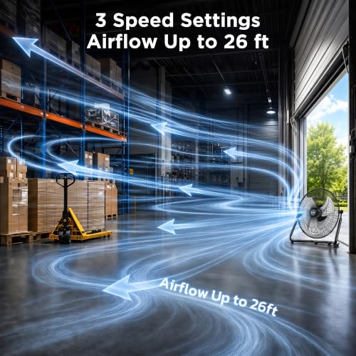 Simple Deluxe 18" 3-Speed High Velocity Industrial Floor Fan, Heavy Duty Metal for Warehouse Workshop Basement, 1 Pack - size: 18 Inch, style: 1 Pack