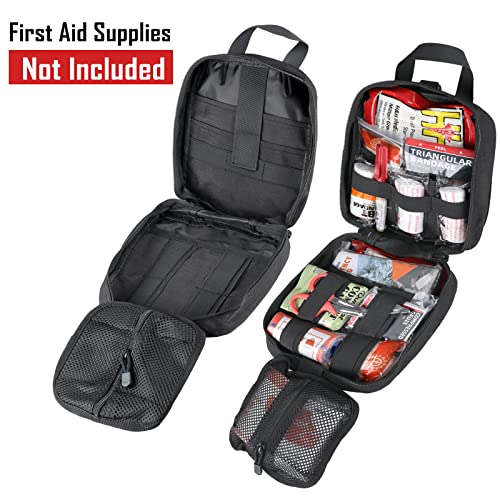 LIVANS 1000D First Aid Bag Empty, Medical Ifak Pouch for Emergency & EMT | Molle Compatible, Rip-Away & Quick-Release Design, Versatile for Tactical, Camping, Hiking and Travel - color: Black(7.1"l X 3.5"w X 8"h)
